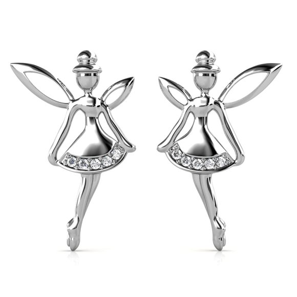 Tinker Bell Fairy Stud‎ Earrings Australian Crystals - Picture 1 of 6